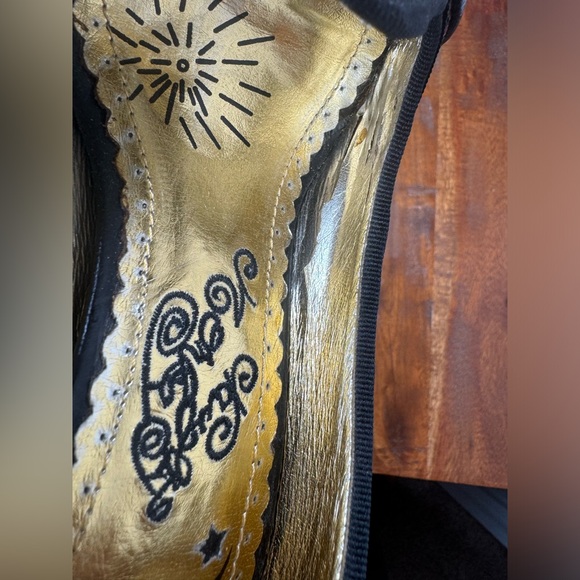 Naughty Monkey Peep Toe Stack Heels embroidered chevron pattern retro rockabilly - Picture 4 of 6